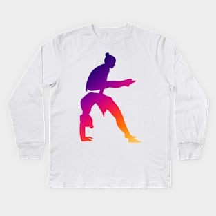 A women’s pair doing straddle on bridge Kids Long Sleeve T-Shirt